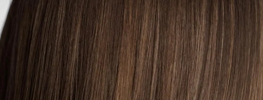 Straight glossy brown hair, close up